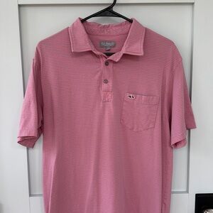 Fish Hippie Men's Pink Striped Polo Shirt